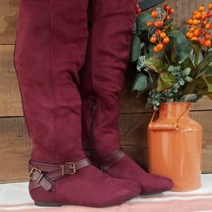 Just Fab Cranberry Boots Size 7 Wide